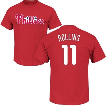 Men's Philadelphia Phillies Jimmy Rollins ＃11 Roster Name & Number T-Shirt - Red