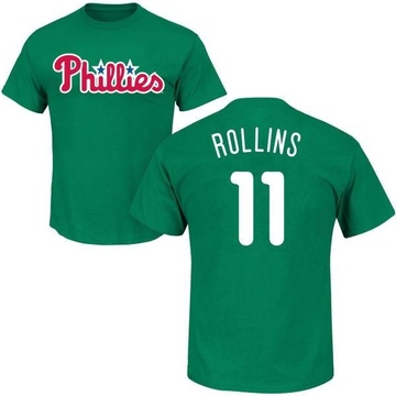 Men's Philadelphia Phillies Jimmy Rollins ＃11 St. Patrick's Day Roster Name & Number T-Shirt - Green