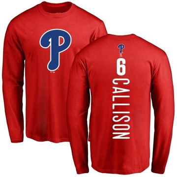 Men's Philadelphia Phillies Johnny Callison ＃6 Backer Long Sleeve T-Shirt - Red