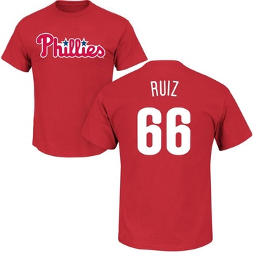 Men's Philadelphia Phillies Jose Ruiz ＃66 Roster Name & Number T-Shirt - Red