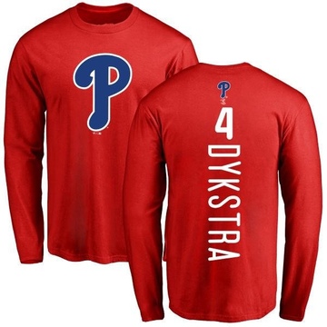 Men's Philadelphia Phillies Lenny Dykstra ＃4 Backer Long Sleeve T-Shirt - Red