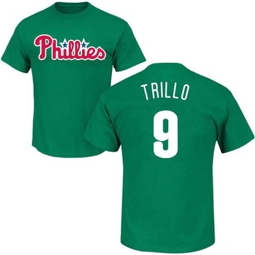 Men's Philadelphia Phillies Manny Trillo ＃9 St. Patrick's Day Roster Name & Number T-Shirt - Green