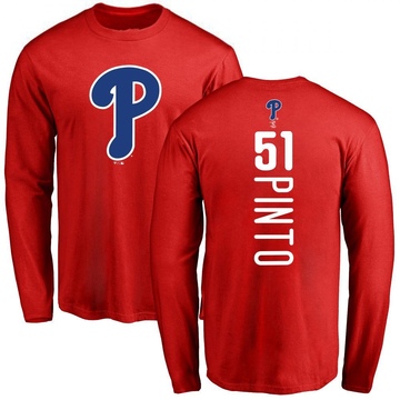 Men's Philadelphia Phillies Ricardo Pinto ＃51 Backer Long Sleeve T-Shirt - Red