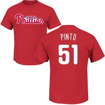Men's Philadelphia Phillies Ricardo Pinto ＃51 Roster Name & Number T-Shirt - Red