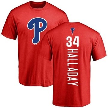 Men's Philadelphia Phillies Roy Halladay ＃34 Backer T-Shirt - Red