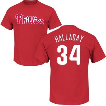 Men's Philadelphia Phillies Roy Halladay ＃34 Roster Name & Number T-Shirt - Red