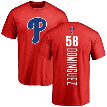 Men's Philadelphia Phillies Seranthony Dominguez ＃58 Backer T-Shirt - Red