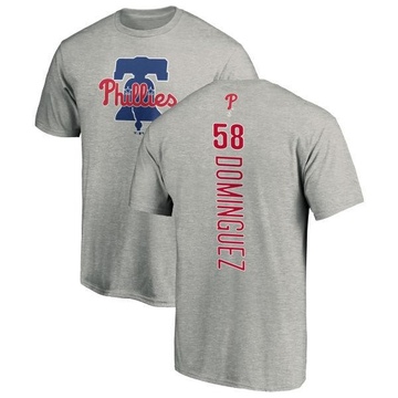 Men's Philadelphia Phillies Seranthony Dominguez ＃58 Backer T-Shirt Ash