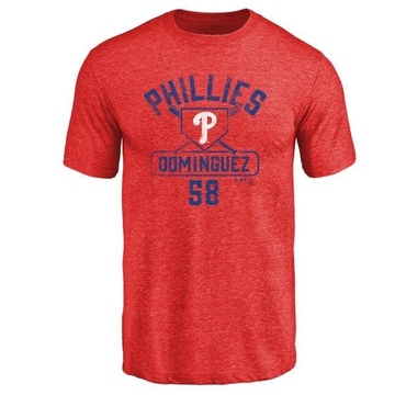 Men's Philadelphia Phillies Seranthony Dominguez ＃58 Base Runner T-Shirt - Red