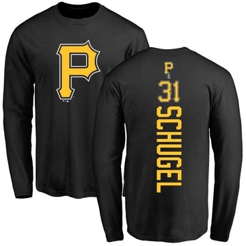 Men's Pittsburgh Pirates A.J. Schugel ＃31 Backer Long Sleeve T-Shirt - Black