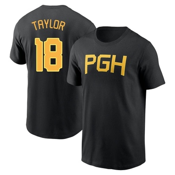 Men's Pittsburgh Pirates Michael Taylor ＃18 2023 City Connect Wordmark Name & Number T-Shirt - Black