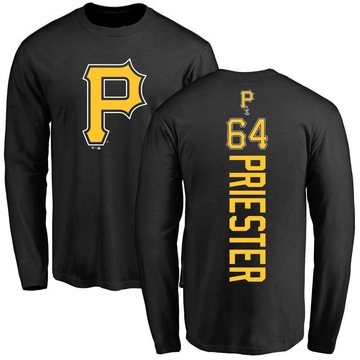 Men's Pittsburgh Pirates Quinn Priester ＃64 Backer Long Sleeve T-Shirt - Black