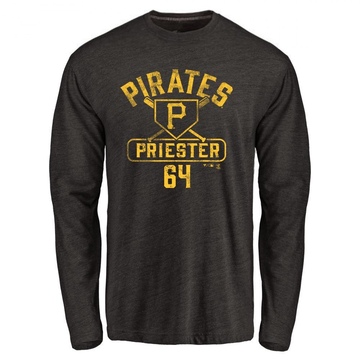 Men's Pittsburgh Pirates Quinn Priester ＃64 Base Runner Long Sleeve T-Shirt - Black