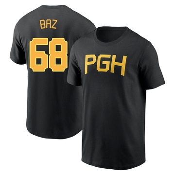 Men's Pittsburgh Pirates Shane Baz ＃68 2023 City Connect Wordmark Name & Number T-Shirt - Black