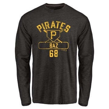 Men's Pittsburgh Pirates Shane Baz ＃68 Base Runner Long Sleeve T-Shirt - Black