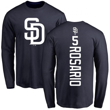 Men's San Diego Padres Eguy Rosario ＃5 Backer Long Sleeve T-Shirt - Navy