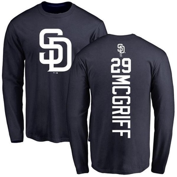 Men's San Diego Padres Fred Mcgriff ＃29 Backer Long Sleeve T-Shirt - Navy