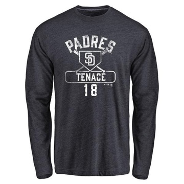 Men's San Diego Padres Gene Tenace ＃18 Base Runner Long Sleeve T-Shirt - Navy