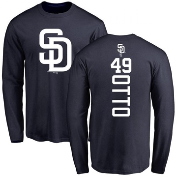 Men's San Diego Padres Glenn Otto ＃49 Backer Long Sleeve T-Shirt - Navy