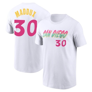 Men's San Diego Padres Greg Maddux ＃30 2022 City Connect Name & Number T-Shirt - White