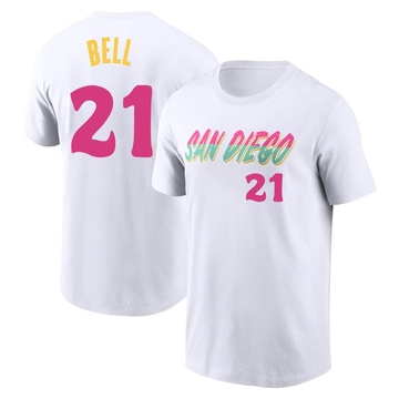 Men's San Diego Padres Heath Bell ＃21 2022 City Connect Name & Number T-Shirt - White