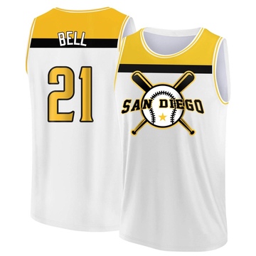 Men's San Diego Padres Heath Bell ＃21 Legend Baseball Tank Top - White/Yellow