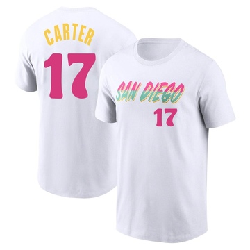 Men's San Diego Padres Joe Carter ＃17 2022 City Connect Name & Number T-Shirt - White