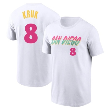 Men's San Diego Padres John Kruk ＃8 2022 City Connect Name & Number T-Shirt - White