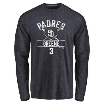Men's San Diego Padres Khalil Greene ＃3 Base Runner Long Sleeve T-Shirt - Navy