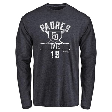 Men's San Diego Padres Mike Ivie ＃15 Base Runner Long Sleeve T-Shirt - Navy