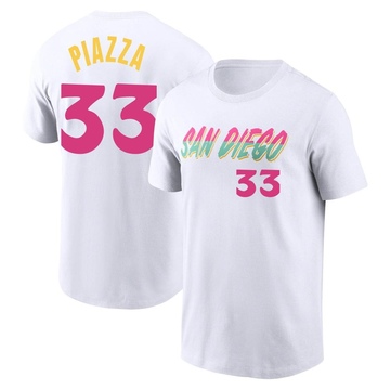 Men's San Diego Padres Mike Piazza ＃33 2022 City Connect Name & Number T-Shirt - White