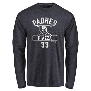 Men's San Diego Padres Mike Piazza ＃33 Base Runner Long Sleeve T-Shirt - Navy