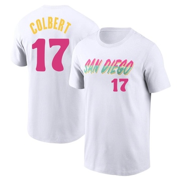 Men's San Diego Padres Nate Colbert ＃17 2022 City Connect Name & Number T-Shirt - White