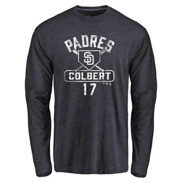 Men's San Diego Padres Nate Colbert ＃17 Base Runner Long Sleeve T-Shirt - Navy
