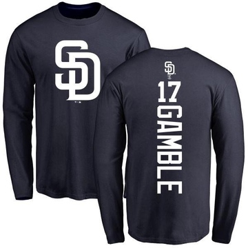 Men's San Diego Padres Oscar Gamble ＃17 Backer Long Sleeve T-Shirt - Navy