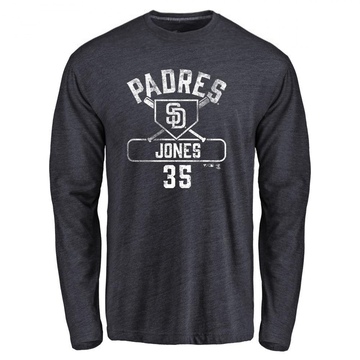 Men's San Diego Padres Randy Jones ＃35 Base Runner Long Sleeve T-Shirt - Navy