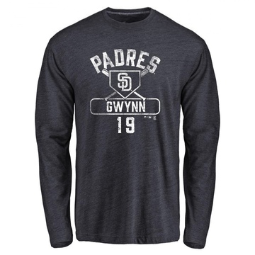 Men's San Diego Padres Tony Gwynn ＃19 Base Runner Long Sleeve T-Shirt - Navy