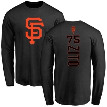 Men's San Francisco Giants Barry Zito ＃75 Backer Long Sleeve T-Shirt - Black