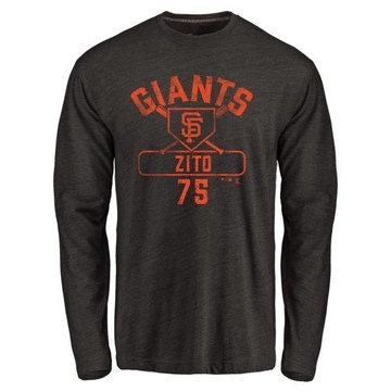 Men's San Francisco Giants Barry Zito ＃75 Base Runner Long Sleeve T-Shirt - Black