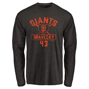 Men's San Francisco Giants Dave Dravecky ＃43 Base Runner Long Sleeve T-Shirt - Black