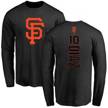 Men's San Francisco Giants Isan Diaz ＃10 Backer Long Sleeve T-Shirt - Black