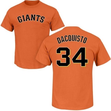Men's San Francisco Giants John D'acquisto ＃34 Roster Name & Number T-Shirt - Orange