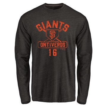 Men's San Francisco Giants Steve Ontiveros ＃16 Base Runner Long Sleeve T-Shirt - Black