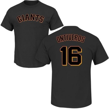 Men's San Francisco Giants Steve Ontiveros ＃16 Roster Name & Number T-Shirt - Black