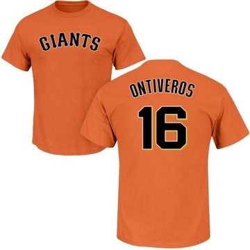 Men's San Francisco Giants Steve Ontiveros ＃16 Roster Name & Number T-Shirt - Orange