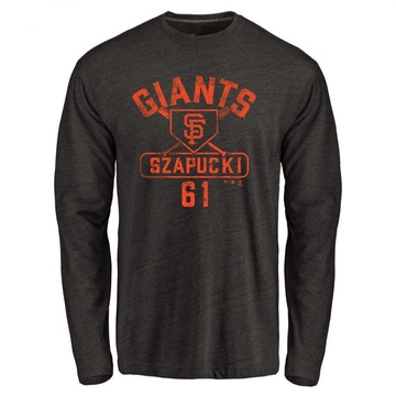 Men's San Francisco Giants Thomas Szapucki ＃61 Base Runner Long Sleeve T-Shirt - Black