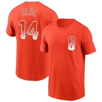 Men's San Francisco Giants Vida Blue ＃14 City Connect Name & Number T-Shirt - Orange