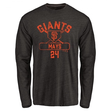 Men's San Francisco Giants Willie Mays ＃24 Base Runner Long Sleeve T-Shirt - Black