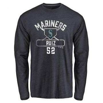 Men's Seattle Mariners Carlos Ruiz ＃52 Base Runner Long Sleeve T-Shirt - Navy