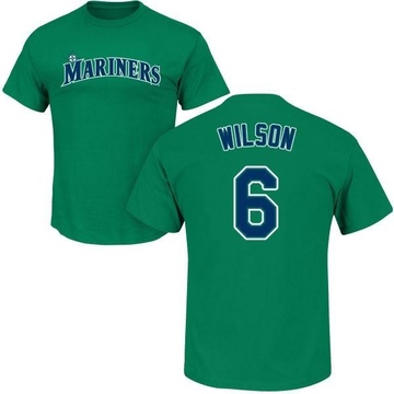 Men's Seattle Mariners Dan Wilson ＃6 Roster Name & Number T-Shirt - Green